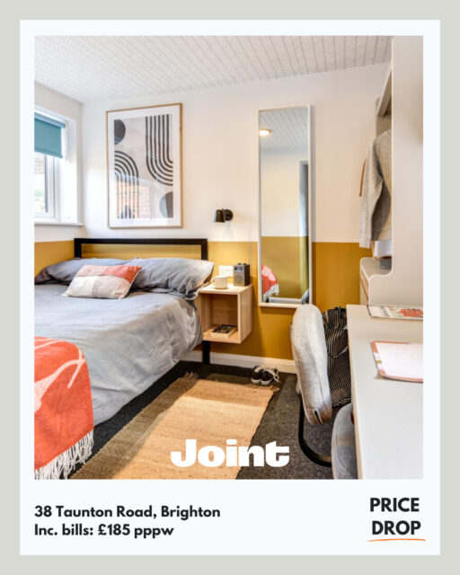 PRICE DROP 🚨Could this property now fit within your weekly budget?⁠
⁠
Book a viewing and see it for yourself. Plus, all of our rooms are bills ⁠
included, so there are no extra surprises.⁠
⁠
📞 Get in touch with the team today on 01273 257141⁠
🌐 Or browse available rooms at jointliving.co.uk⁠