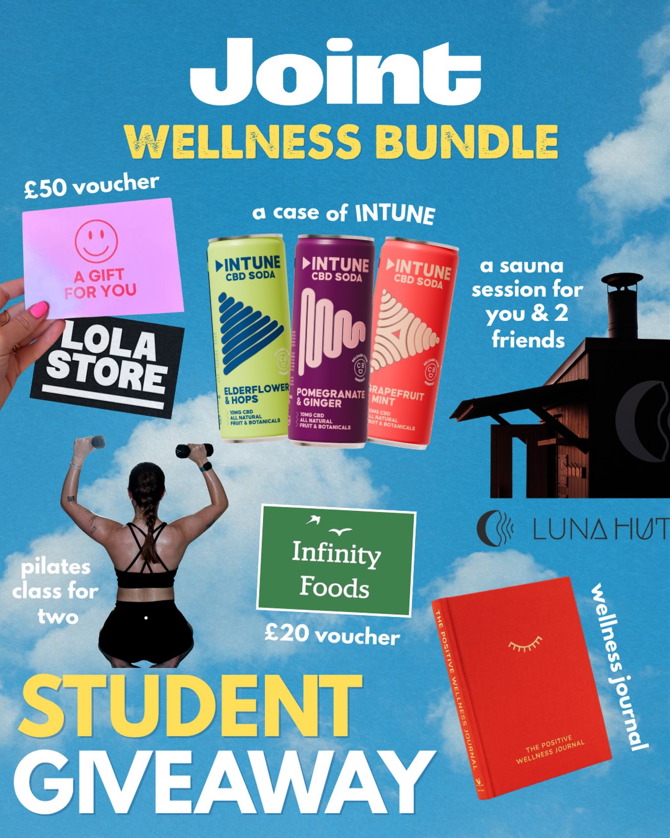 BRIGHTON WELLNESS GIVEAWAY 🌊🧘🏽‍♀️

We’re so excited to have launched our second giveaway of the summer! We’ve created the ultimate self-care package to keep you going over the summer months ☀️

We’ve partnered up with some of our favourite brands ( and added a couple of extra treats) so you can eat & drink well, stretch your body, and make your room feel even more like a home!

HOW TO ENTER:
 ✨ Follow @joint_living, @lolastoreuk, @intunedrinks, @pilateswithdarcey
 ✨ Like this post
 ✨ Tag a friend or fellow student in the comments (each tag = 1 entry)
 ✨ Bonus entry: Repost for an extra entry

Joint Living offers all-bills-included student houses across Brighton and other UK cities, with so many fun perks! Free community events for all Joint students too. 🏡

Stay tuned, we’ve got one more giveaway to be announced before summer ends, and you won’t want to miss it 👀

Good luck 🧡

T&Cs:
18+, UK only, giveaway closes 18th August at 4pm. * Winner will be contacted on @joint_living ONLY. If the prize isn’t claimed within 72 hours, another winner will be chosen*

#brighton #ukgiveaway